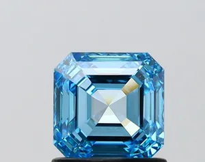 1.12ct EMERALD Fancy Vivid Blue VS1 Coloured Lab diamond