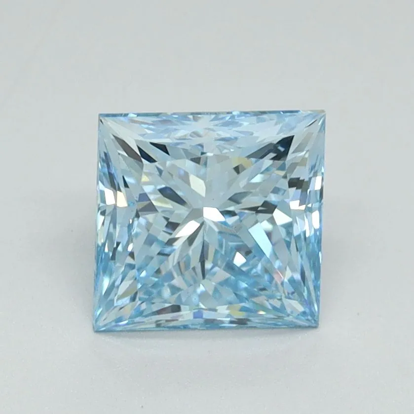 1.47ct PRINCESS Fancy Vivid Blue VS1 Coloured Lab diamond