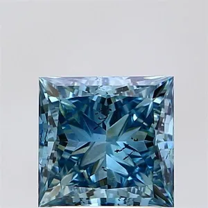 2.07ct PRINCESS Fancy Vivid Blue SI1 Coloured Lab diamond