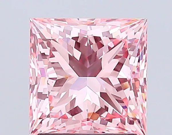 2.05ct PRINCESS Fancy Vivid Pink VVS2 Coloured Lab diamond