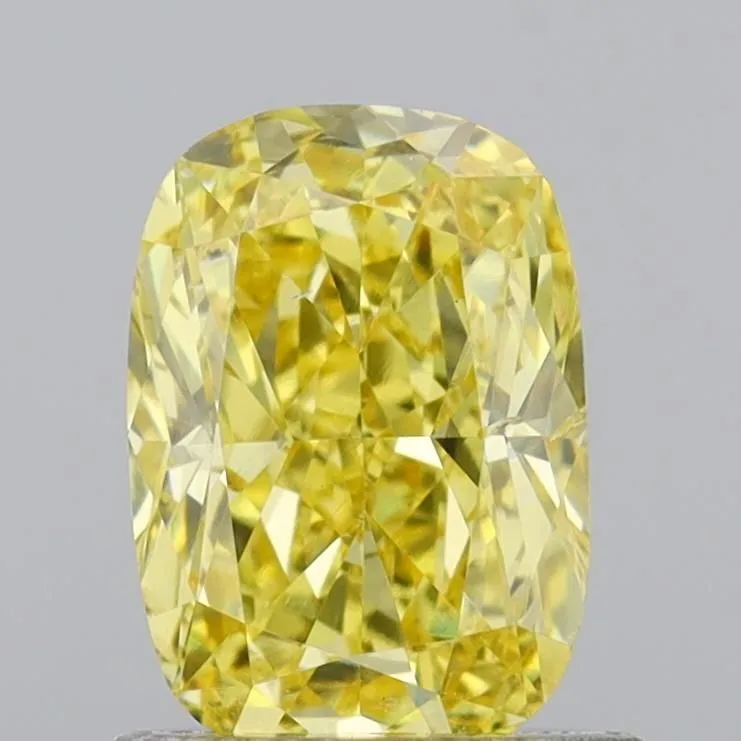 0.83ct CUSHION Fancy Intense Yellow VS2 Coloured Lab diamond