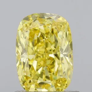 0.83ct CUSHION Fancy Intense Yellow VS2 Coloured Lab diamond