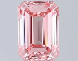 0.9ct EMERALD Fancy Vivid Pink VVS2 Coloured Lab diamond