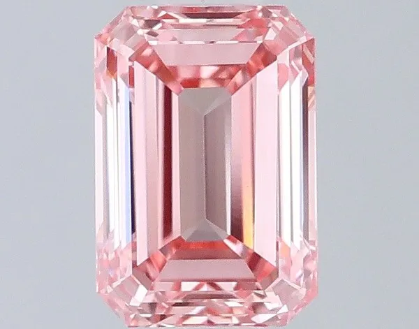 0.9ct EMERALD Fancy Vivid Pink VVS2 Coloured Lab diamond