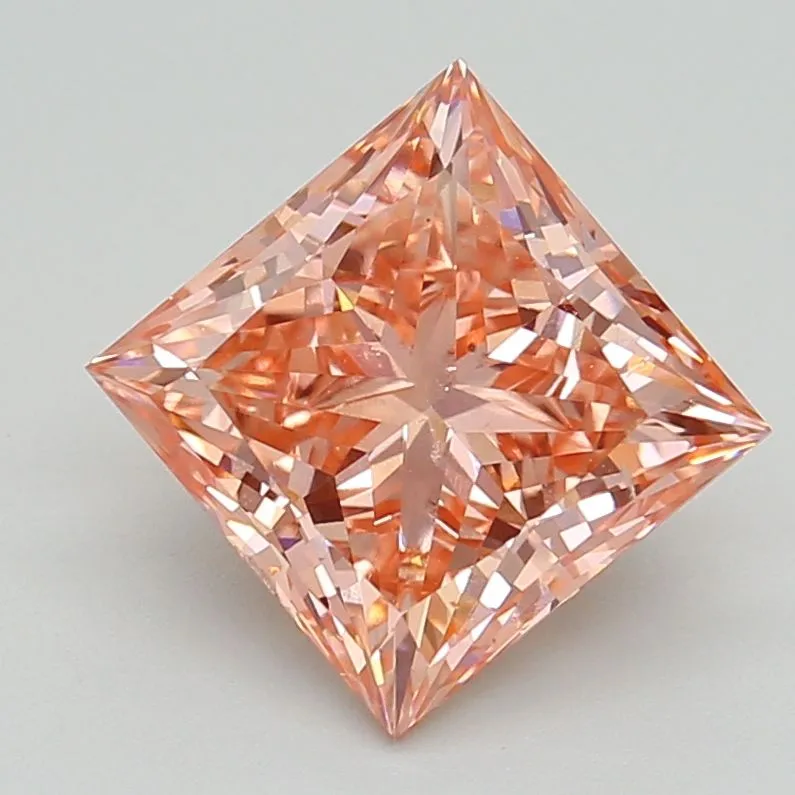 3.14ct PRINCESS Fancy Vivid Pink SI1 Coloured Lab diamond