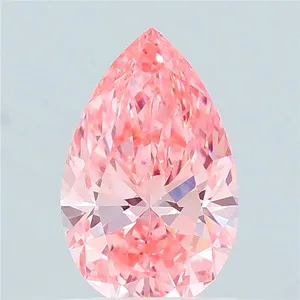 0.8ct PEAR Fancy Vivid Pink VS2 Coloured Lab diamond