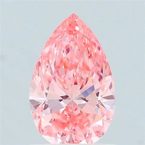 0.8ct PEAR Fancy Vivid Pink VS2 Coloured Lab diamond