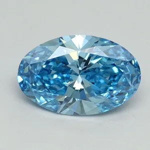 0.74ct OVAL Fancy Vivid Blue VS2 Coloured Lab diamond
