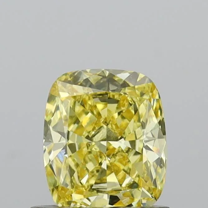 0.69ct CUSHION Fancy Yellow VS1 Coloured Lab diamond