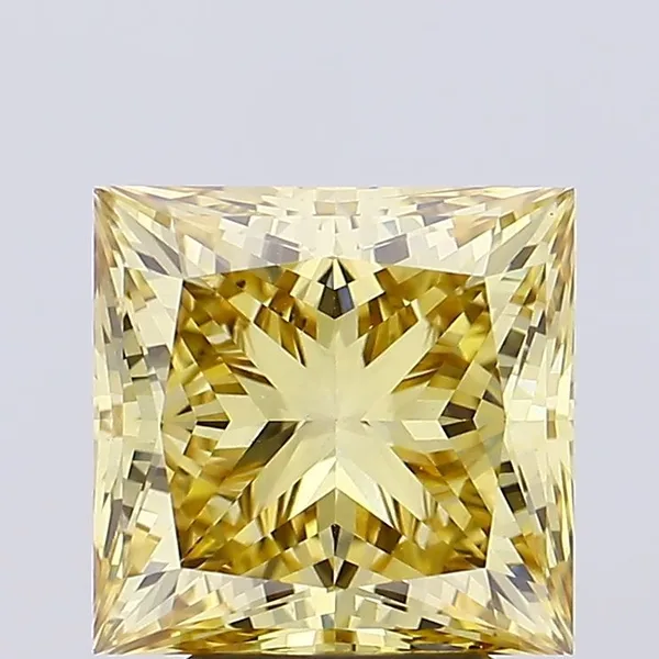 4.59ct PRINCESS Fancy Intense Brownish Yellow VS1 Coloured Lab diamond