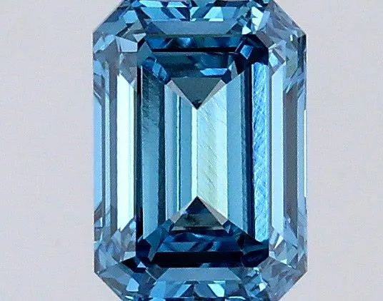 0.51ct EMERALD Fancy Vivid Blue VVS2 Coloured Lab diamond