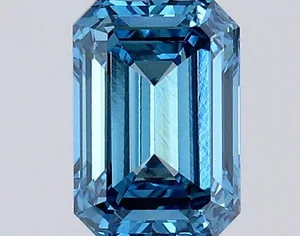 0.51ct EMERALD Fancy Vivid Blue VVS2 Coloured Lab diamond
