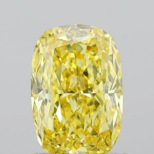 1.07ct CUSHION Fancy Intense Yellow VS2 Coloured Lab diamond