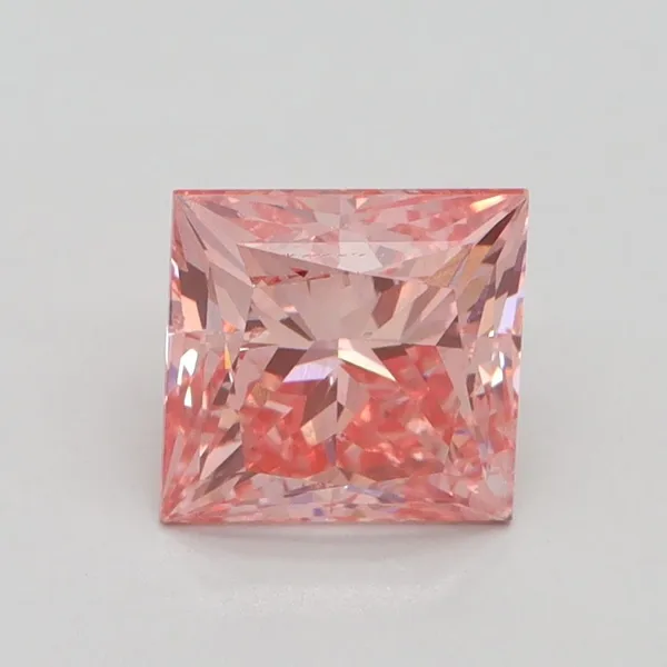 1.71ct PRINCESS Fancy Vivid Pink SI2 Coloured Lab diamond