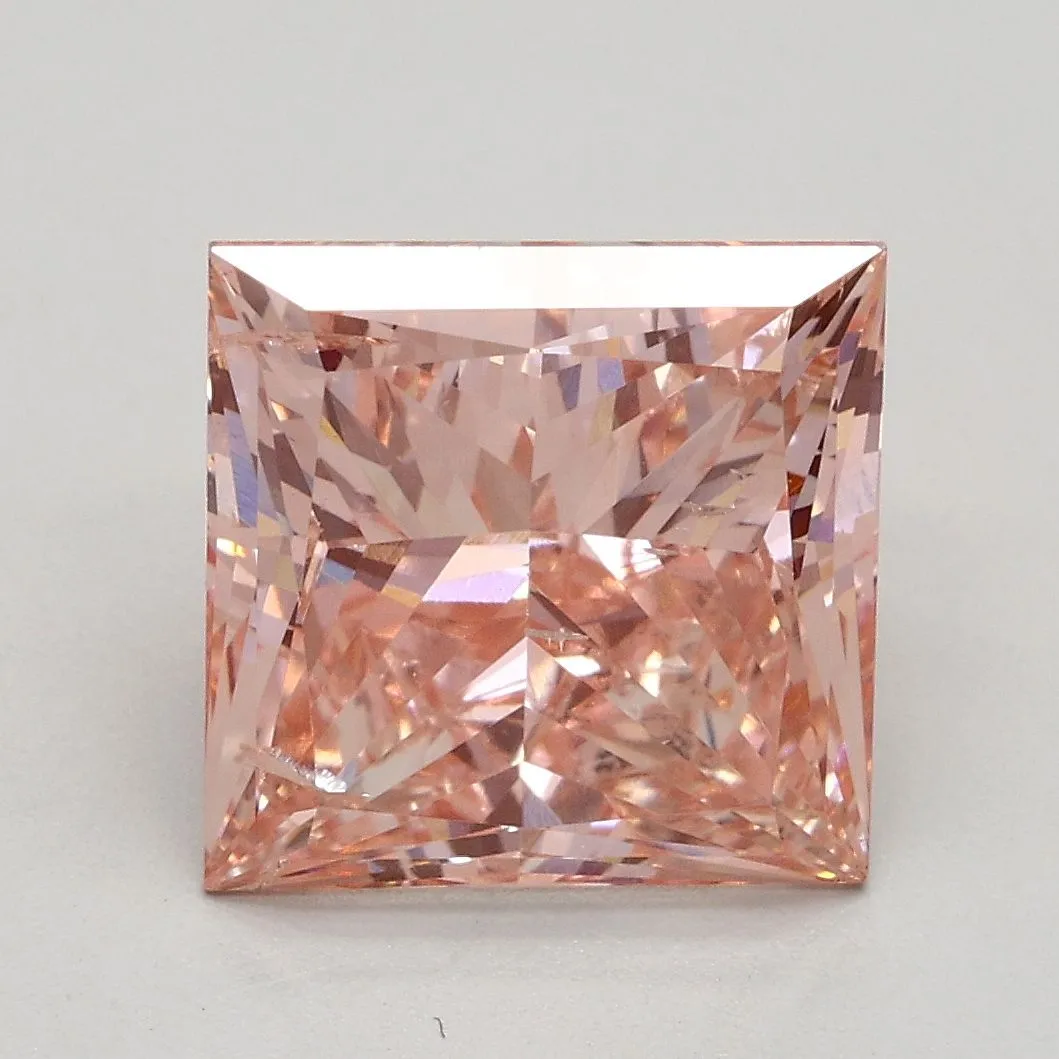 3.09ct PRINCESS Fancy Intense Pink SI2 Coloured Lab diamond