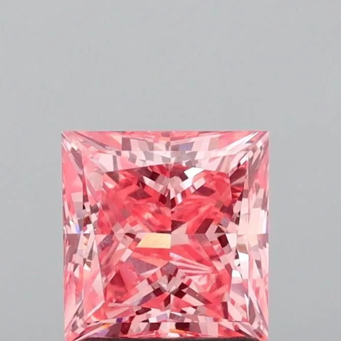 1.82ct PRINCESS Fancy Vivid Pink VS2 Coloured Lab diamond