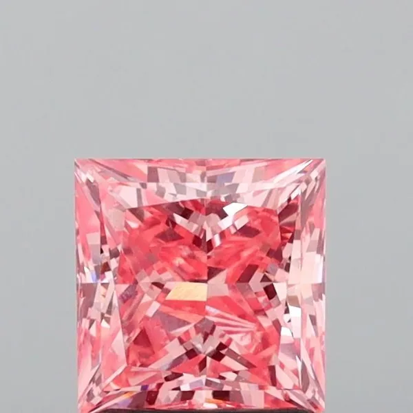 1.82ct PRINCESS Fancy Vivid Pink VS2 Coloured Lab diamond