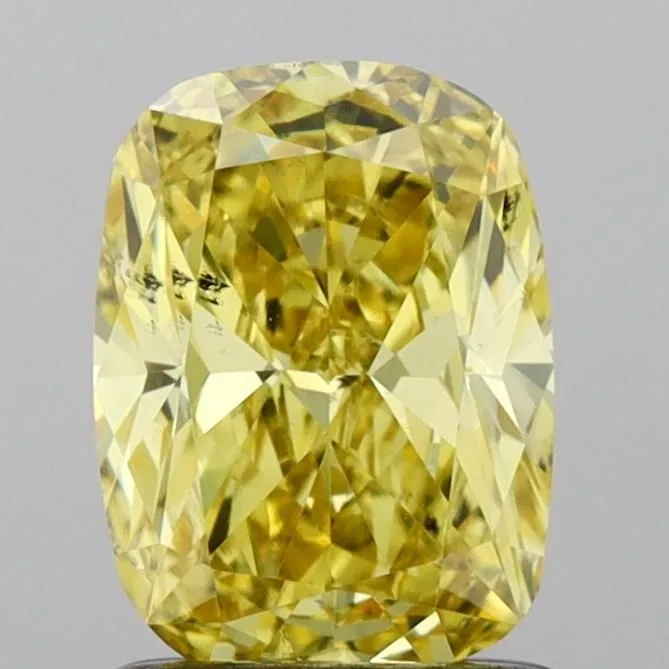 1.08ct CUSHION Fancy Vivid Yellow SI1 Coloured Lab diamond