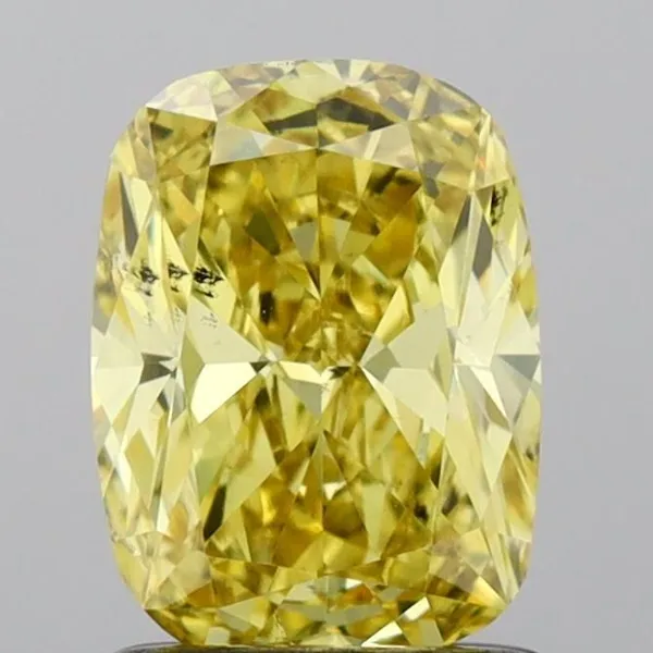 1.08ct CUSHION Fancy Vivid Yellow SI1 Coloured Lab diamond