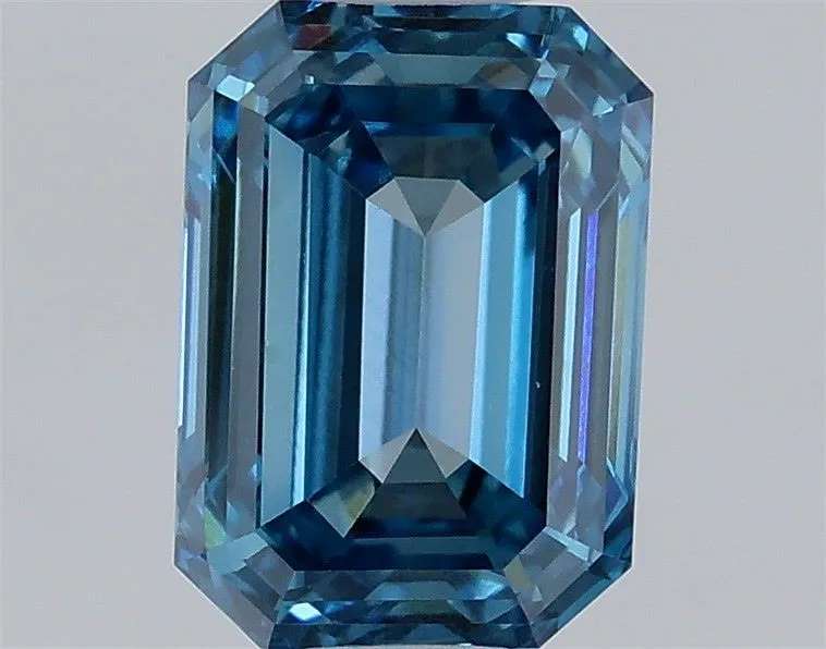 0.73ct EMERALD Fancy Vivid Blue VS2 Coloured Lab diamond