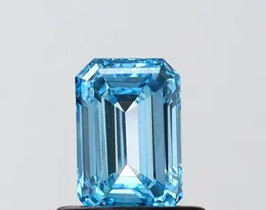 0.71ct EMERALD Fancy Vivid Blue VS1 Coloured Lab diamond