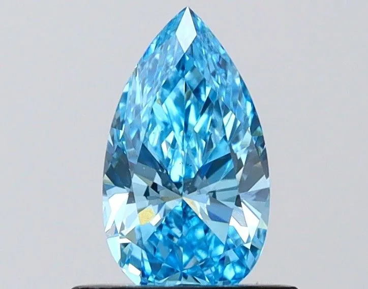 0.77ct PEAR Fancy Vivid Blue VS2 Coloured Lab diamond