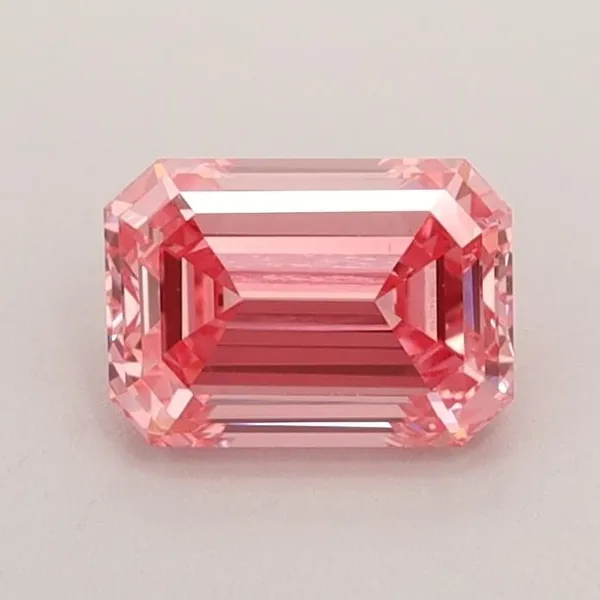 0.8ct EMERALD Fancy Vivid Pink VS1 Coloured Lab diamond
