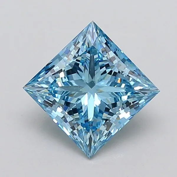 3.18ct PRINCESS Fancy Vivid Blue VS2 Coloured Lab diamond