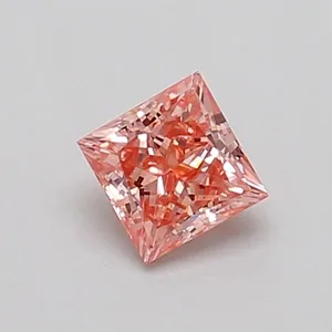 0.43ct PRINCESS Fancy Vivid Orangey Pink VS1 Coloured Lab diamond