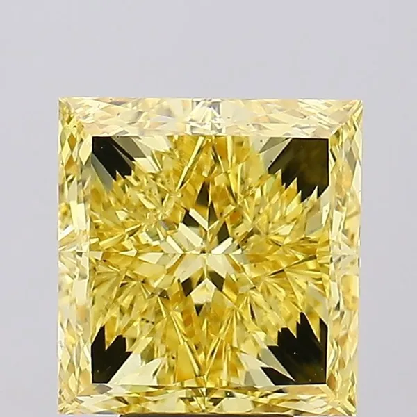 6.02ct PRINCESS Fancy Vivid Yellow VS2 Coloured Lab diamond