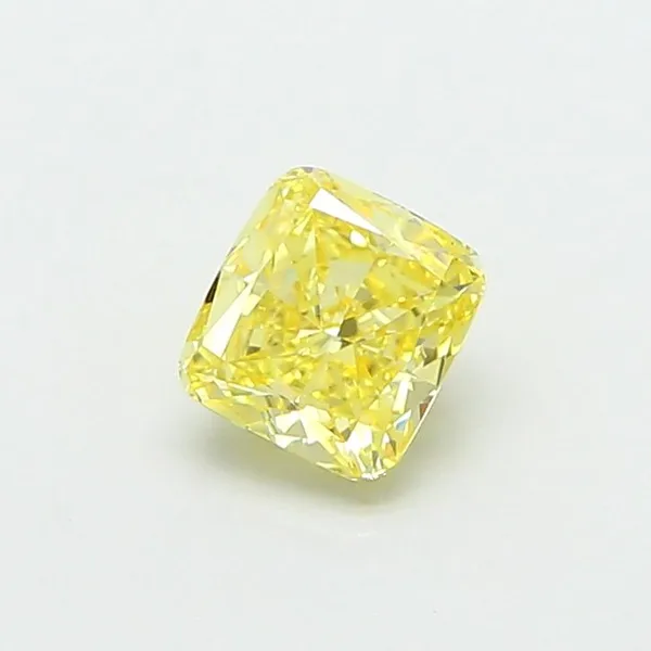 0.74ct CUSHION Fancy Intense Yellow VS1 Coloured Lab diamond