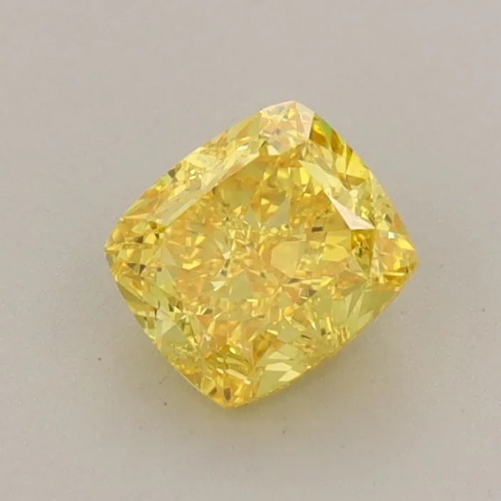 0.78ct CUSHION Fancy Vivid Yellow VVS2 Coloured Lab diamond