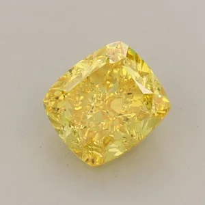 0.78ct CUSHION Fancy Vivid Yellow VVS2 Coloured Lab diamond