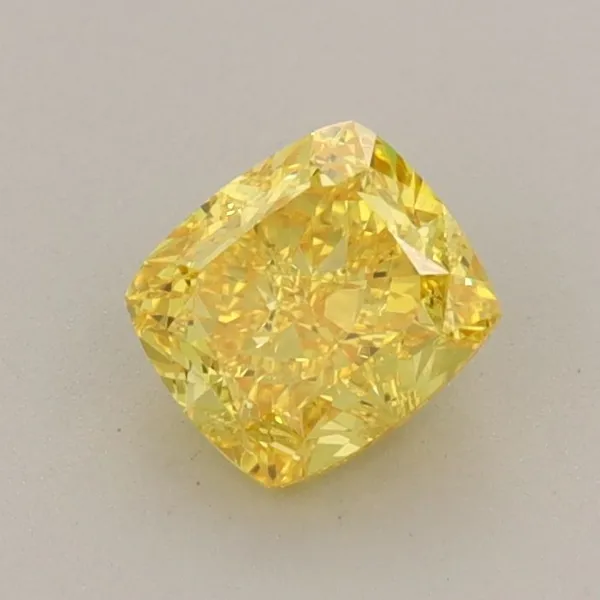 0.78ct CUSHION Fancy Vivid Yellow VVS2 Coloured Lab diamond