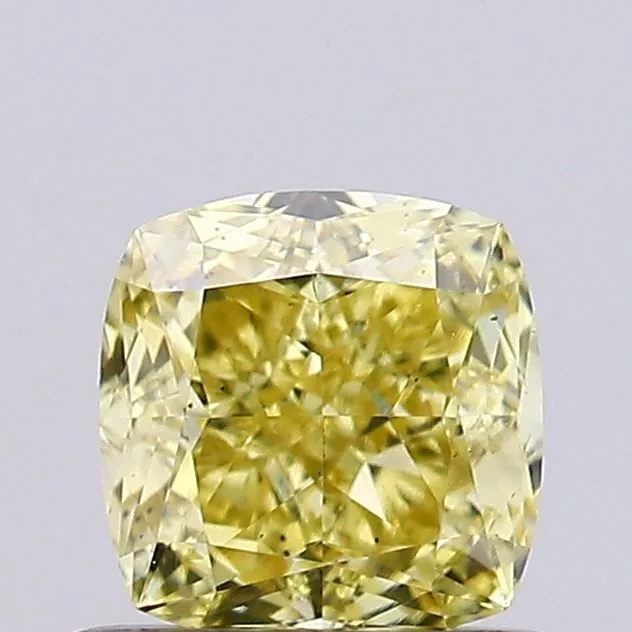 0.71ct CUSHION Fancy Vivid Yellow VS2 Coloured Lab diamond