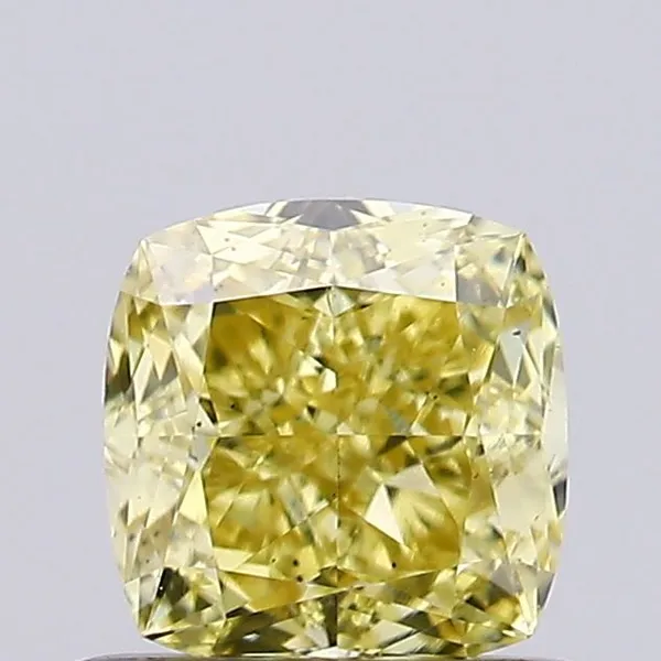 0.71ct CUSHION Fancy Vivid Yellow VS2 Coloured Lab diamond