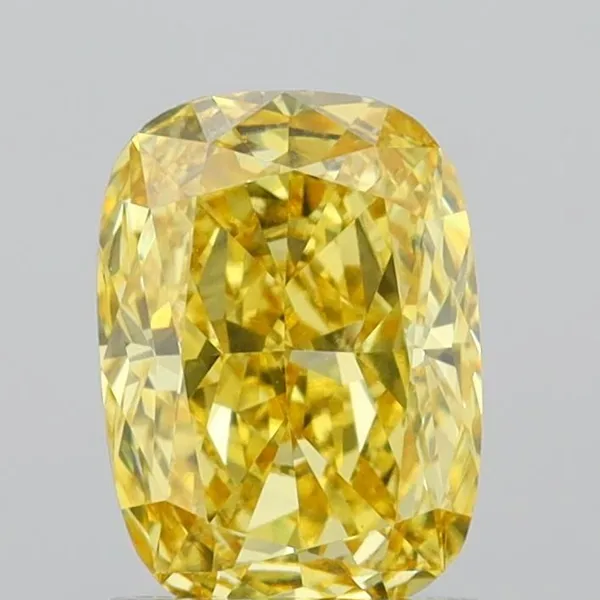 1.25ct CUSHION Fancy Intense Yellow VS1 Coloured Lab diamond