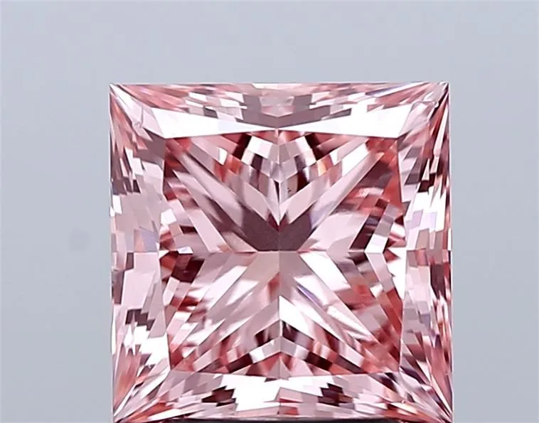 3.00ct PRINCESS Fancy Vivid Pink VS2 Coloured Lab diamond