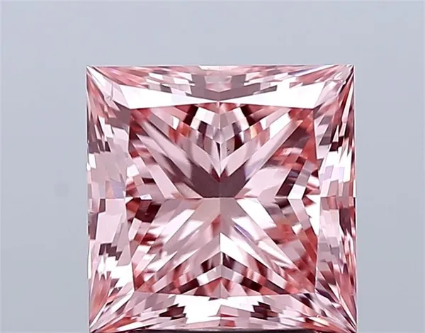 3ct PRINCESS Fancy Vivid Pink VS2 Coloured Lab diamond