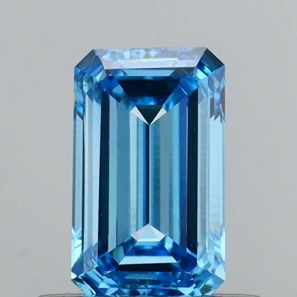 0.57ct EMERALD Fancy Vivid Blue VVS2 Coloured Lab diamond