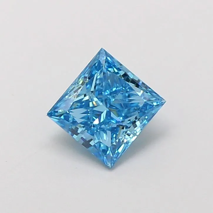 1.01ct PRINCESS Fancy Vivid Blue VVS2 Coloured Lab diamond