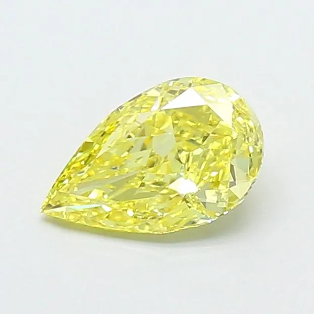 0.86ct PEAR Fancy Vivid Yellow VVS2 Coloured Lab diamond