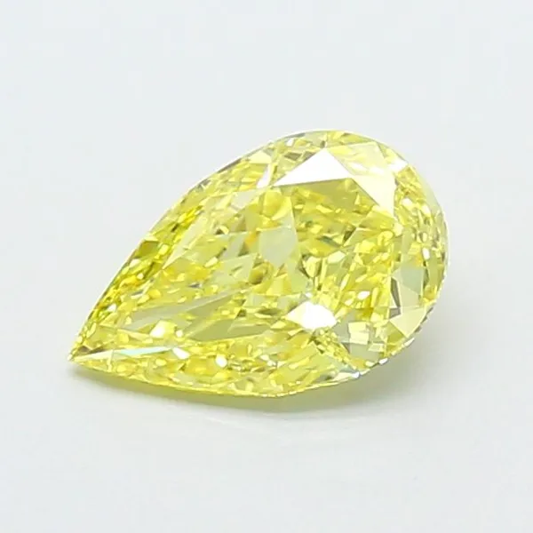 0.86ct PEAR Fancy Vivid Yellow VVS2 Coloured Lab diamond