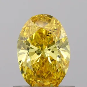 0.76ct OVAL Fancy Vivid Yellow VS2 Coloured Lab diamond