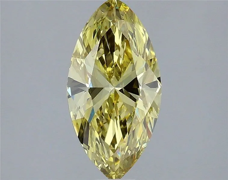 1.53ct MARQUISE Fancy Intense Yellow VVS2 Coloured Lab diamond