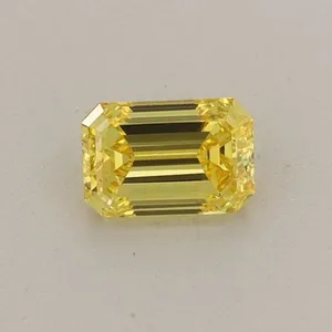 0.39ct EMERALD Fancy Intense Yellow VVS2 Coloured Lab diamond