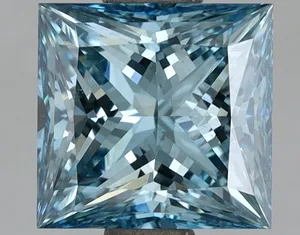 1.9ct PRINCESS Fancy Vivid Blue VS2 Coloured Lab diamond