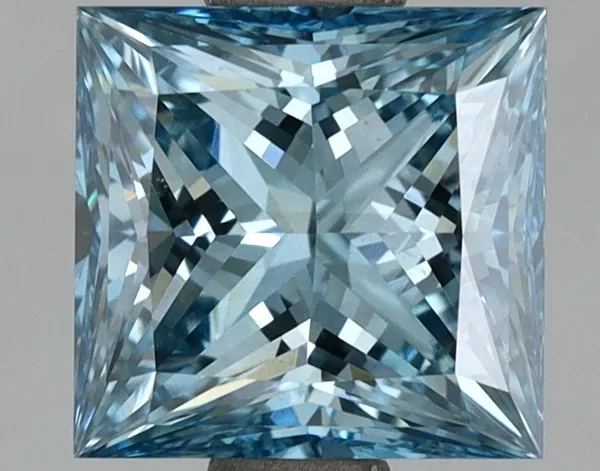 1.9ct PRINCESS Fancy Vivid Blue VS2 Coloured Lab diamond