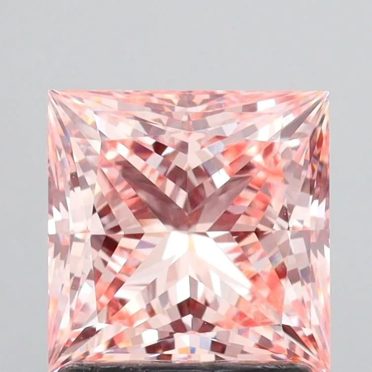 1.74ct PRINCESS Fancy Intense Orangey Pink VVS2 Coloured Lab diamond