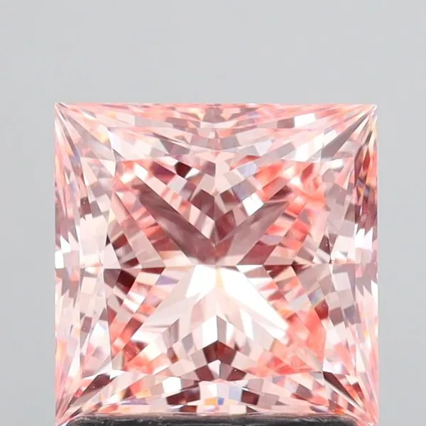 1.74ct PRINCESS Fancy Intense Orangey Pink VVS2 Coloured Lab diamond